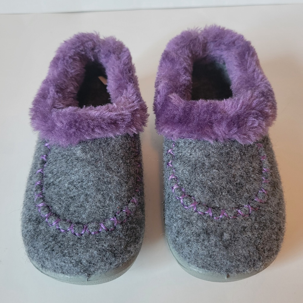 Kamik Kids Cozy Cabin 2 Slippers Hard Sole Warm Shoes Size 8 Gray Purple A1